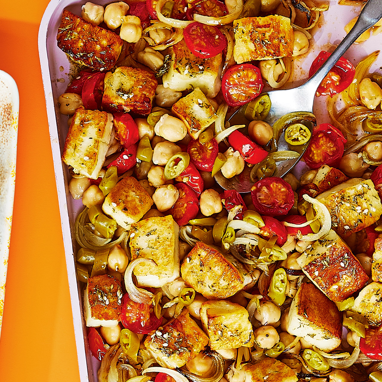 Za’atar Spiced Halloumi and Chickpea Traybake