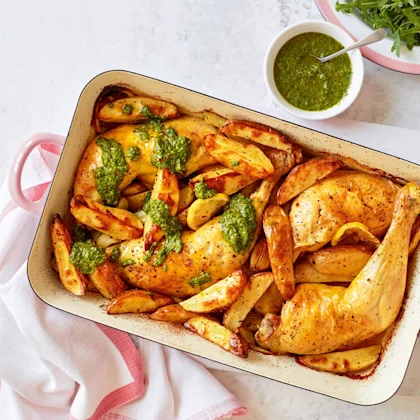 Chicken shawarma with green dressing