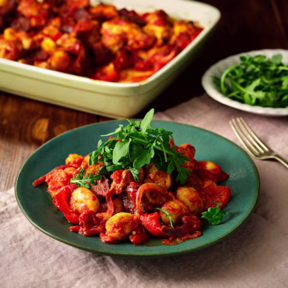 Harissa Chicken Traybake with Chorizo and Gnocchi