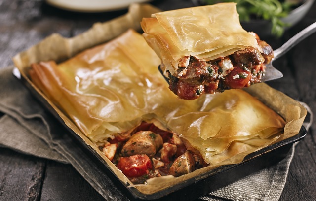 Sausage & Feta Filo Pie