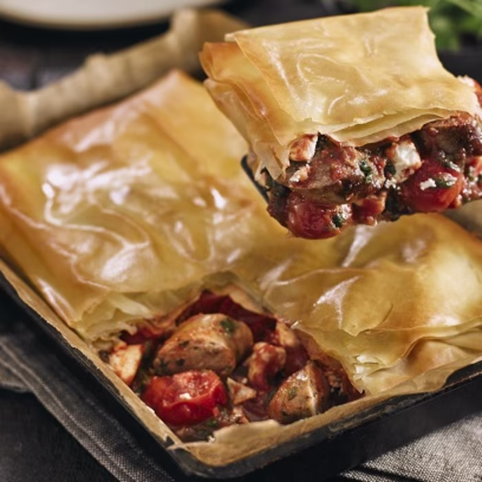Sausage & Feta Filo Pie
