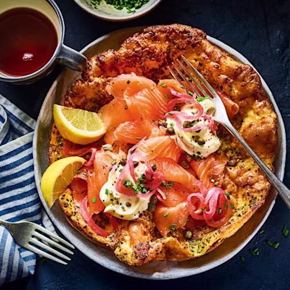 Chive Dutch Baby Pancake with Smoked Salmon and Crème Fraîche