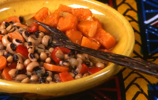 Black Eyed Bean Stew with Spicy Pumpkin