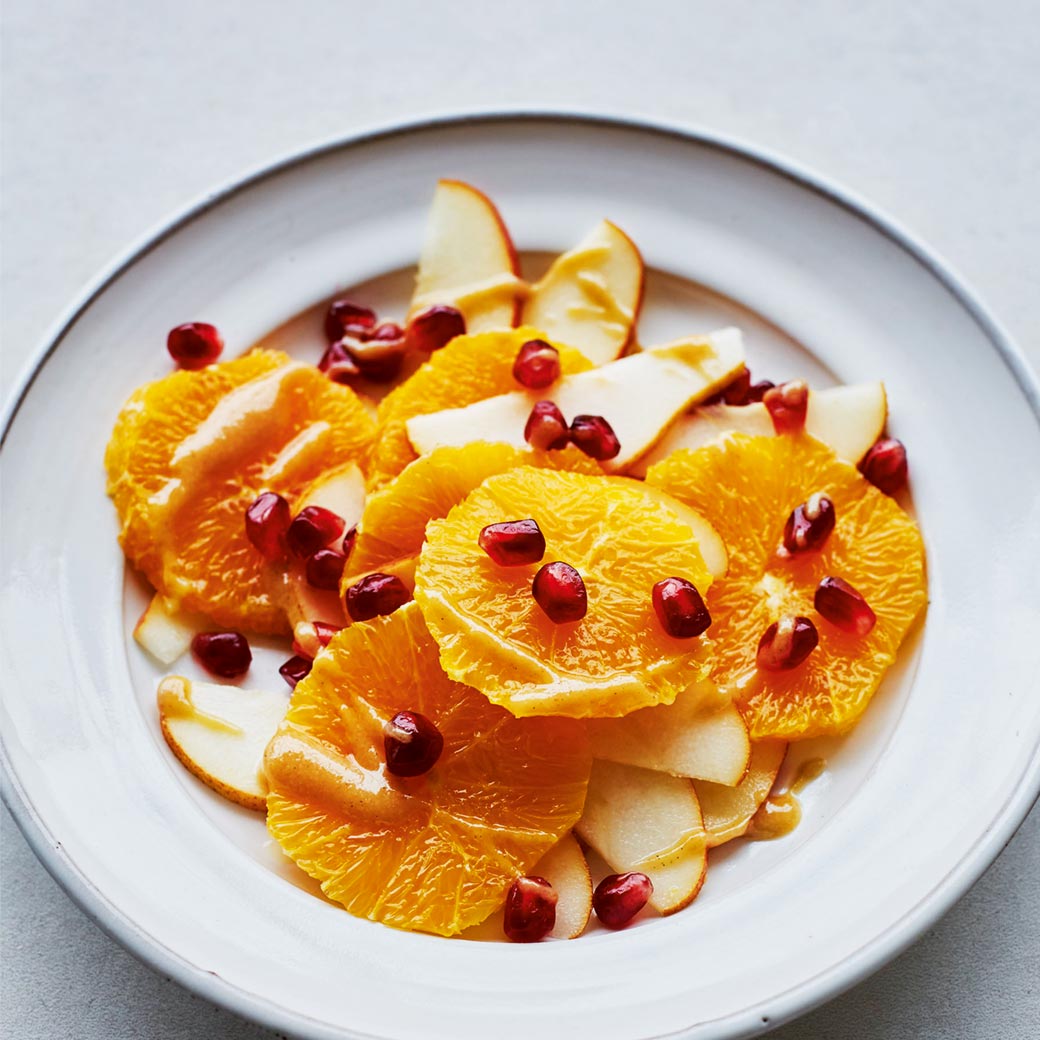 Winter Fruit Salad with Tahini Dressing