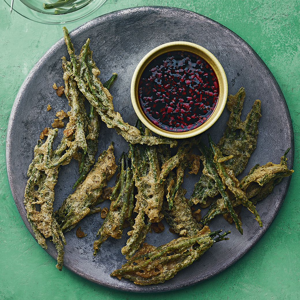 Samphire and Herb Tempura with Ponzu Sauce