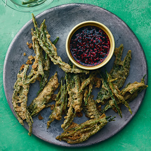 Samphire and Herb Tempura with Ponzu Sauce