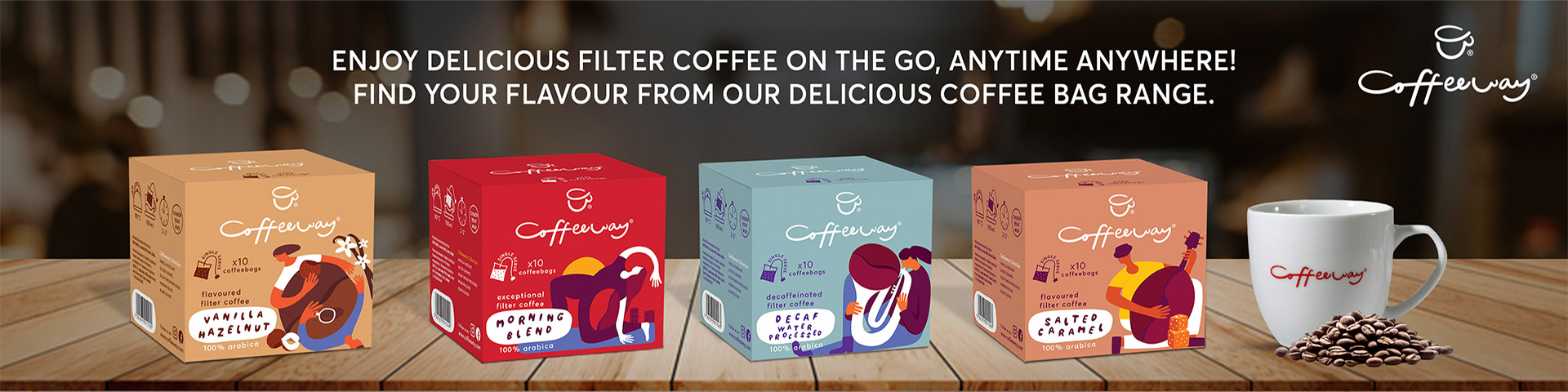 Coffeeway - Enjoy delicious filter coffee on the go, anytime anywhere! Find your flavour from our delicious coffee bag range.