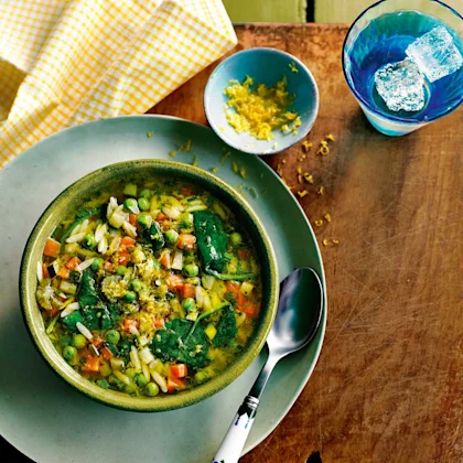 Lemon Orzo Vegetable Soup
