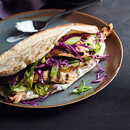 Harissa Chicken Kebabs with Lemon Courgettes