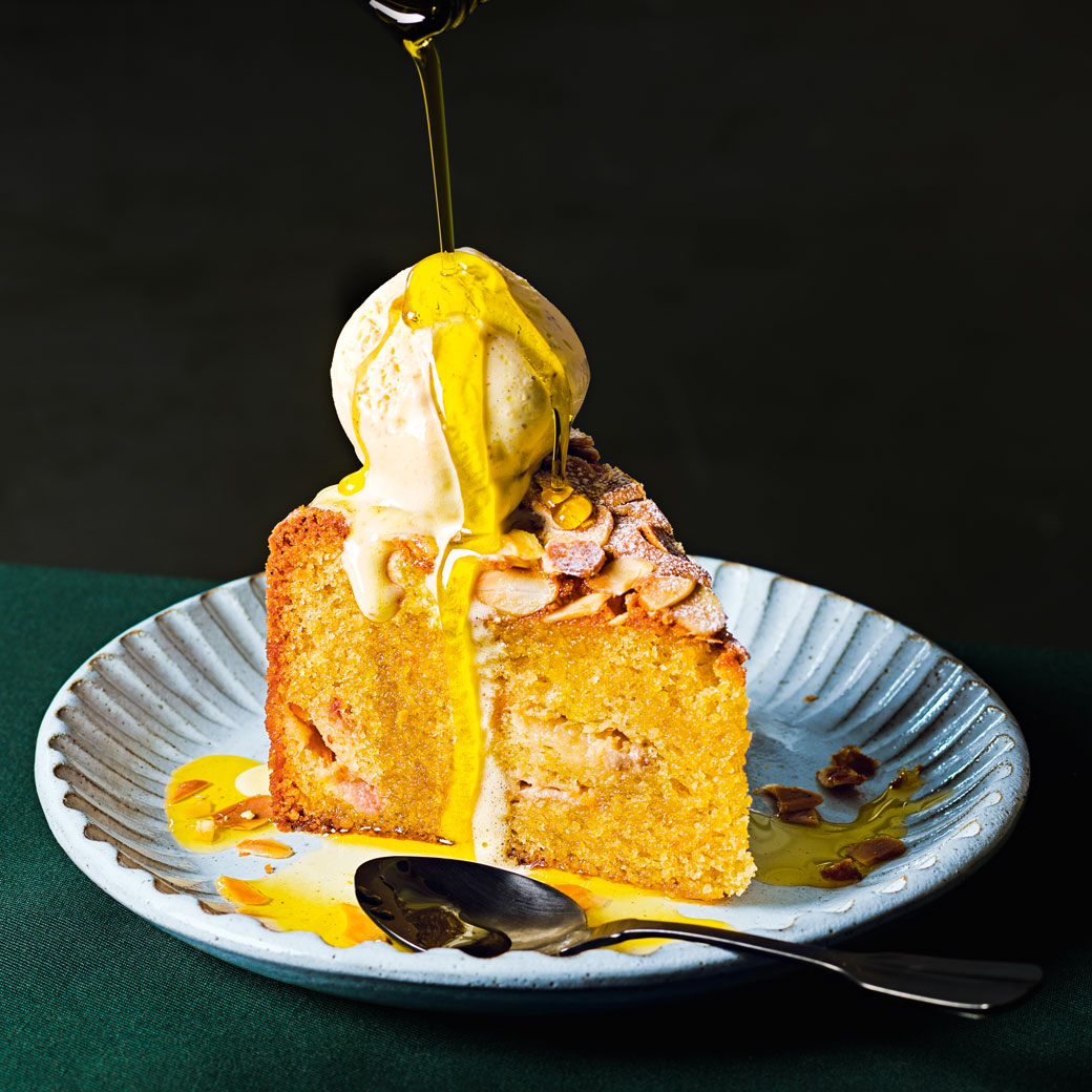 Rhubarb, Almond and Olive Oil Cake