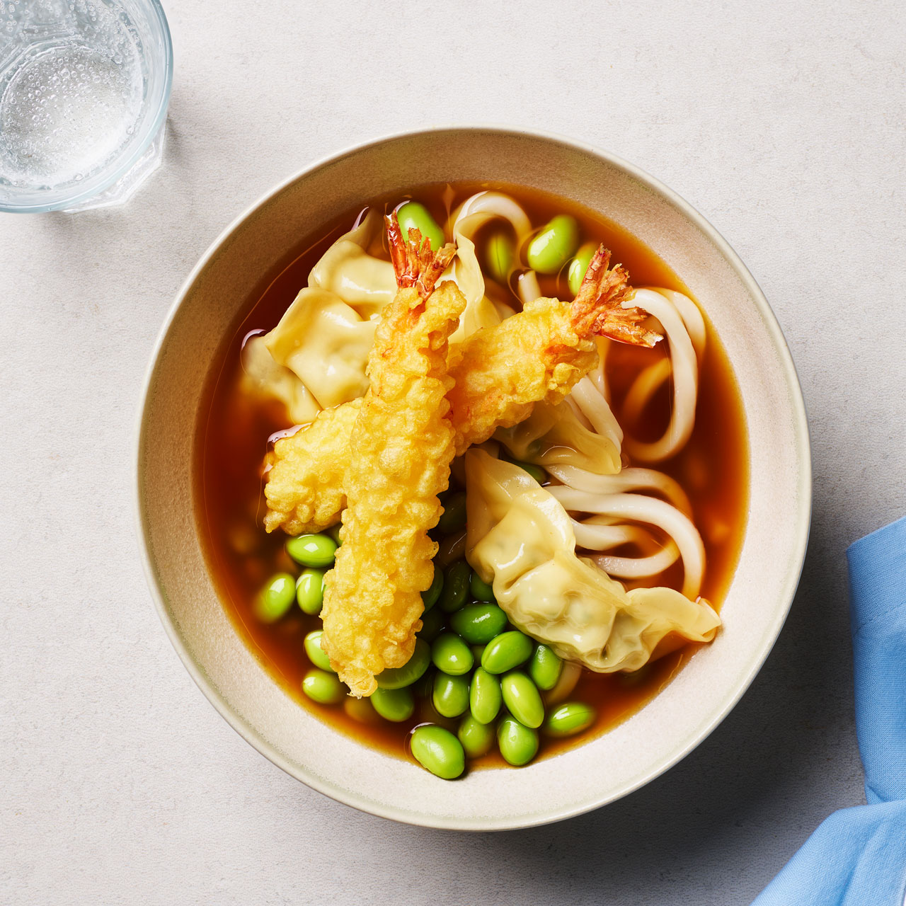 Noodle Bowl with Tempura Prawns 