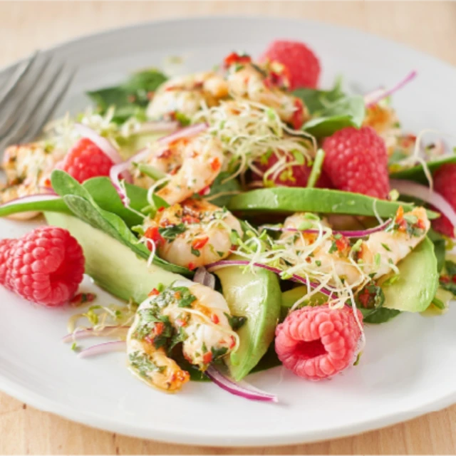Oh my Goodness Prawn and Raspberry Salad