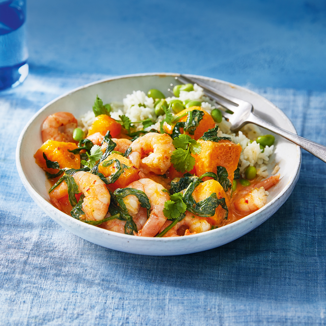 Thai Prawn, Butternut and Spinach Curry