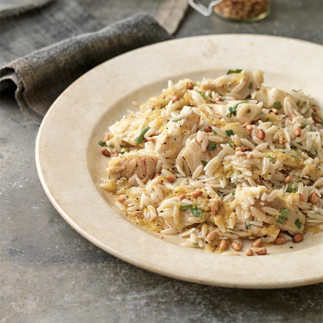 Artichoke and Pine Nut Orzo