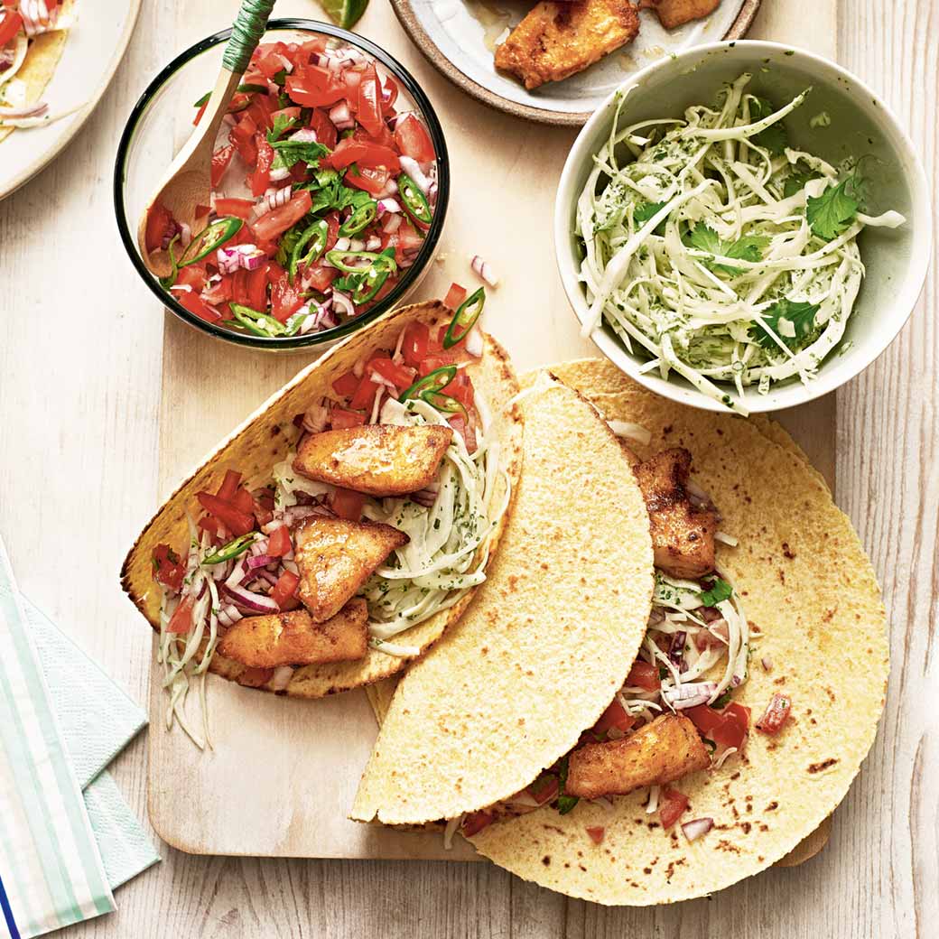 Tilapia Tacos with Lime and Coriander Slaw