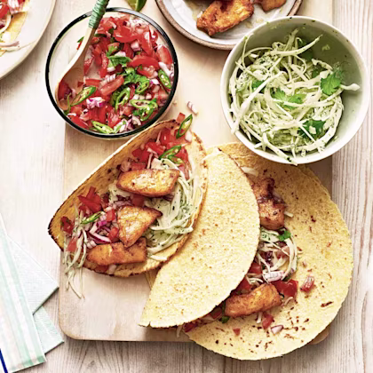 Tilapia Tacos with Lime and Coriander Slaw
