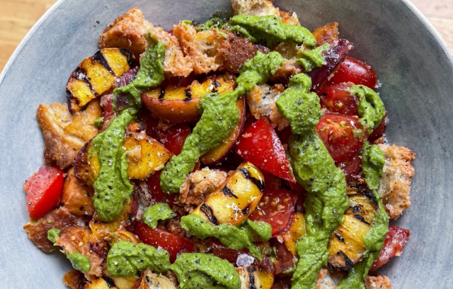 Charred Peach Panzanella