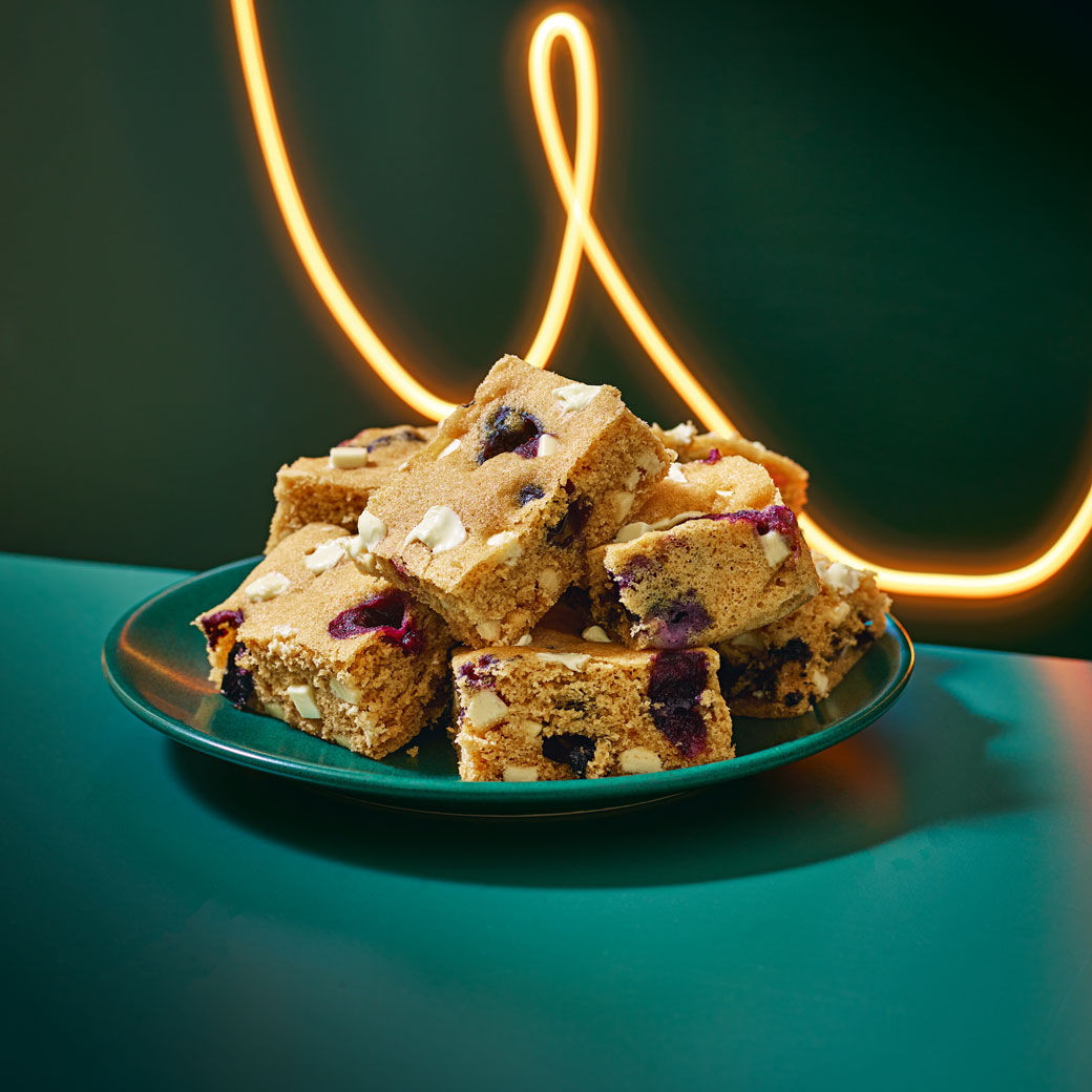 Blueberry and White Chocolate Blondies