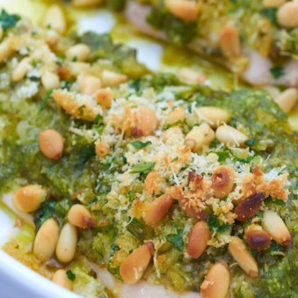 Chicken with a Parmesan Pesto Crust