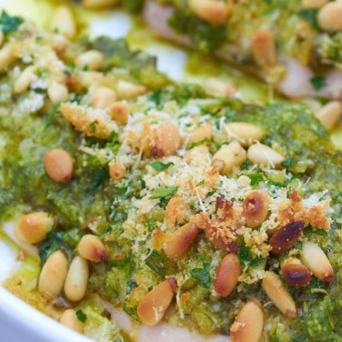Chicken with a Parmesan Pesto Crust