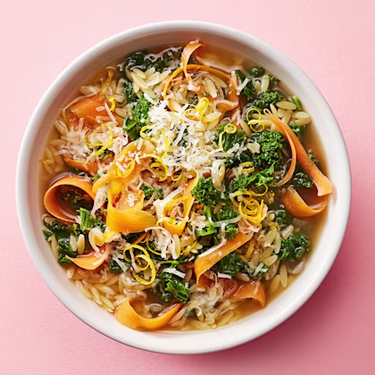 Chicken Soup with Orzo and Winter Greens