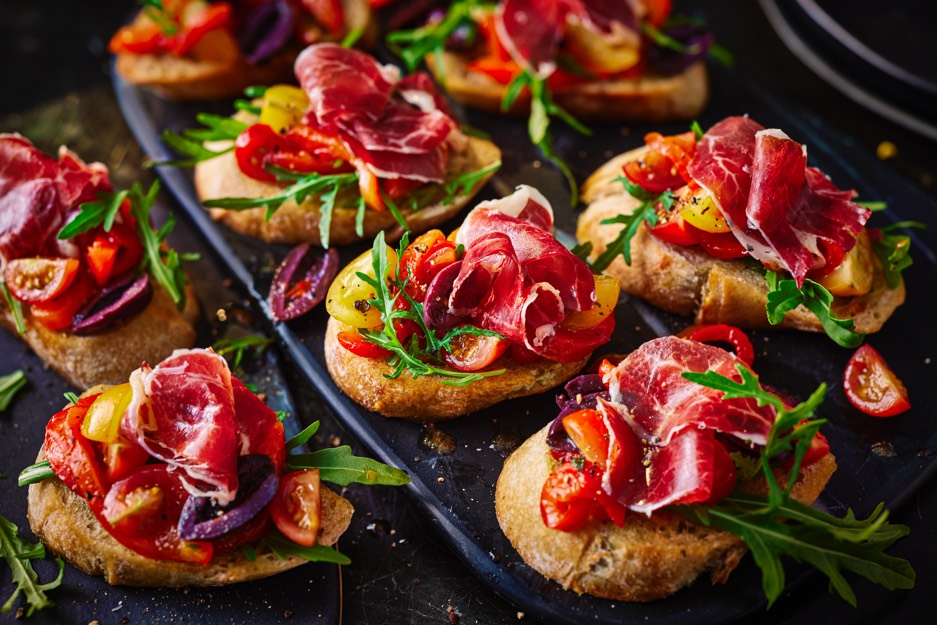 Tom Kerridge’s Ibérico, Roast Pepper, Olive & Tomato Toasts