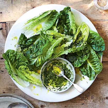 Gem lettuce in dill and garlic dressing