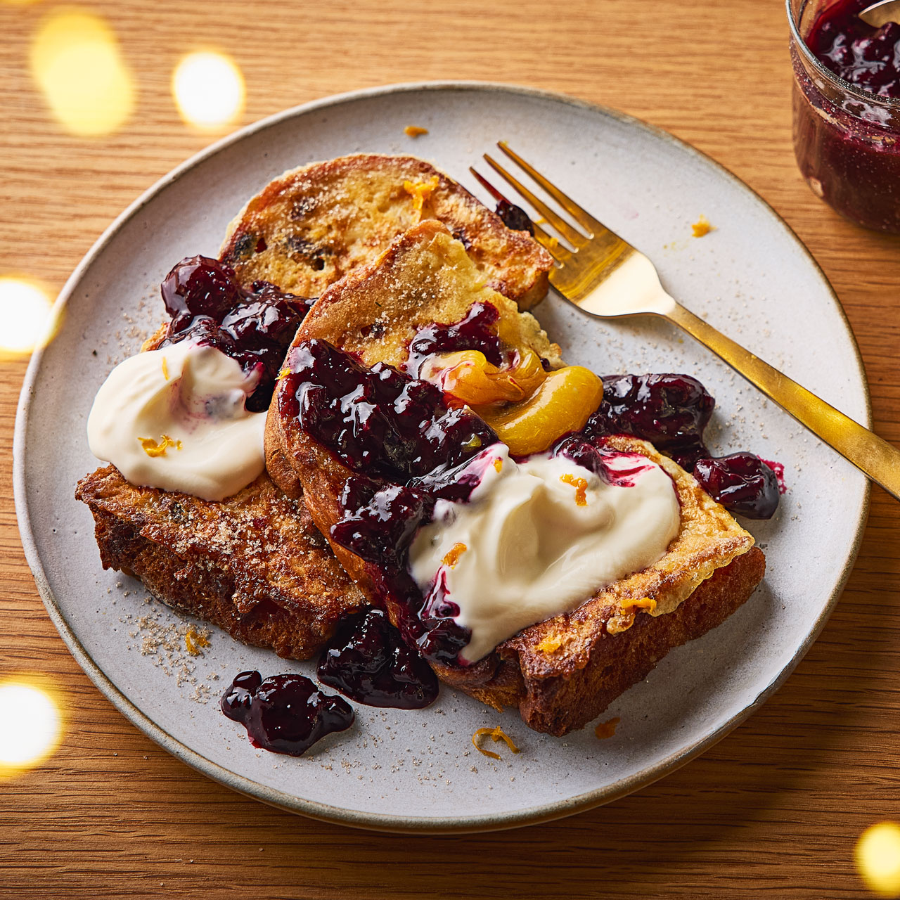 Panettone French Toast with Mulled Berry Compote