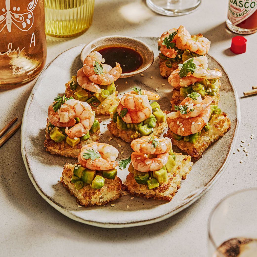 Crispy Rice with Prawns and Avocado