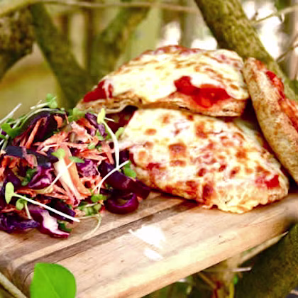 Pitta Bread Pizzas and Crunchy Coleslaw