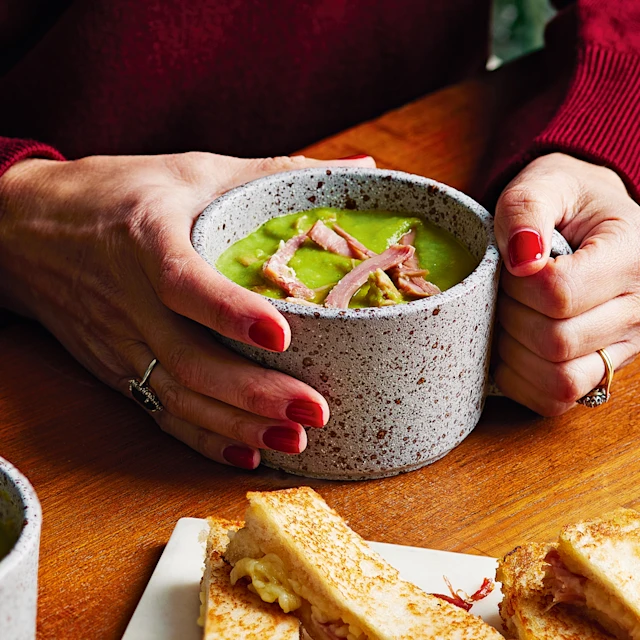 Split Pea and Ham Soup with Cheese Finger Toasties
