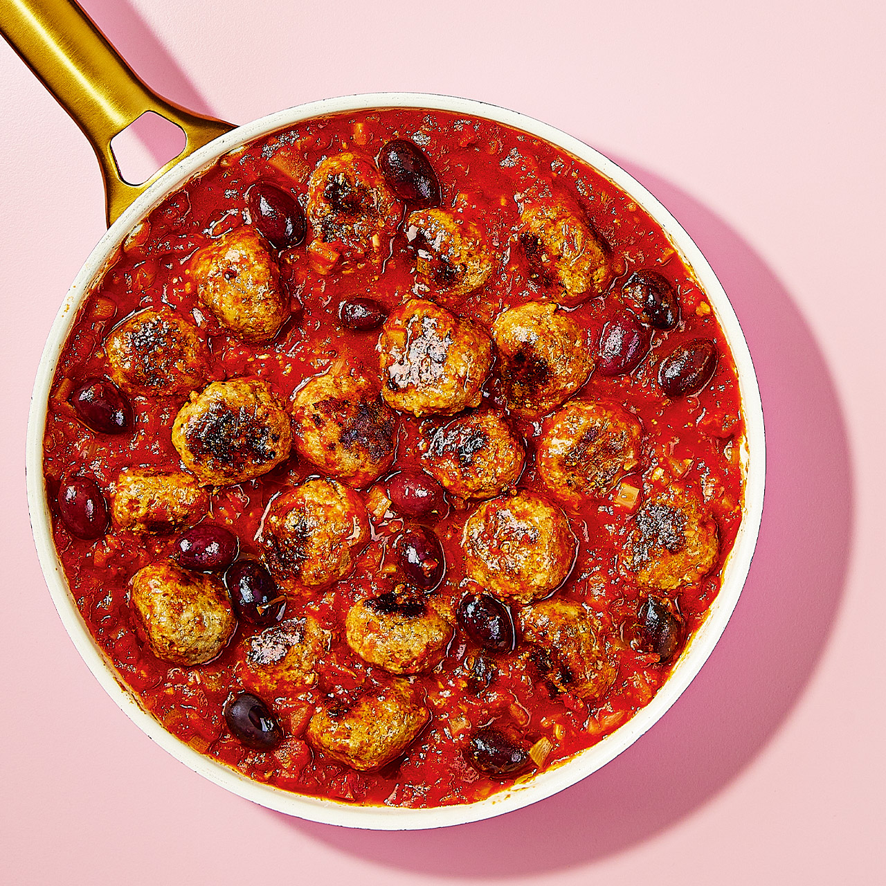 Turkey and Ricotta Meatballs with Tomato and Olive Sauce