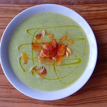 Courgette Soup with Paprika and Toasted Almonds