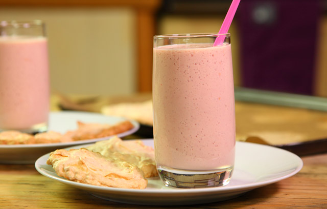 Dairy Free Raspberry Soya Shake with Hazelnut Biscuits