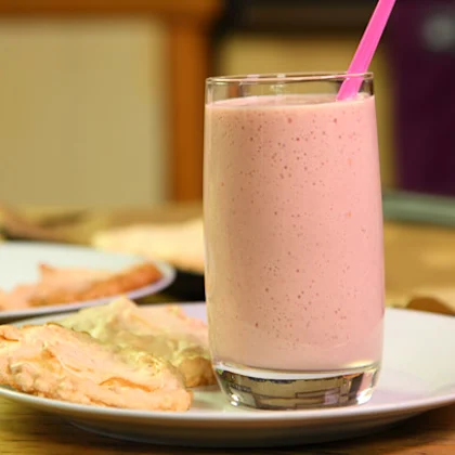 Dairy Free Raspberry Soya Shake with Hazelnut Biscuits