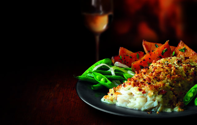 Florentine Crusted Alaskan Pollock Fillets with Butternut Squash Wedges