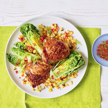 Smoky chicken thighs with sweetcorn salad