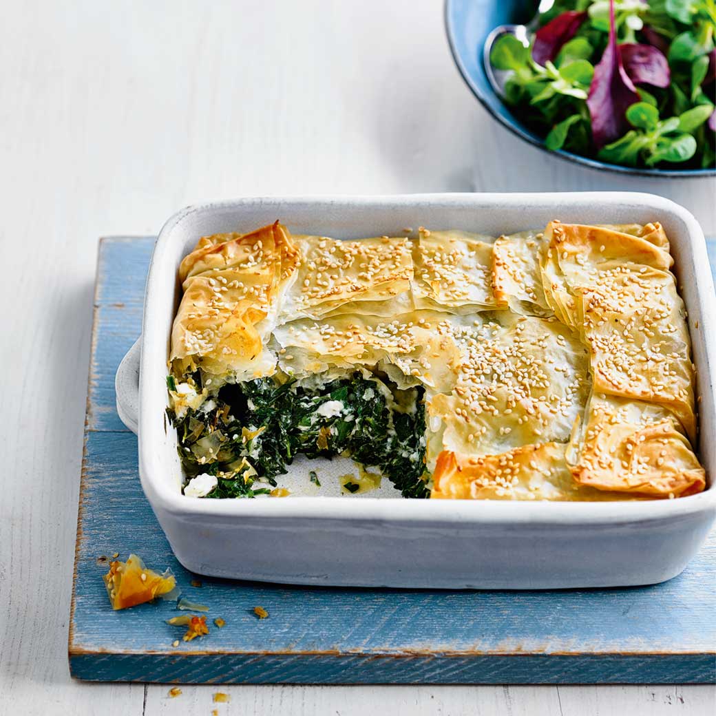 Herby Spinach and  Feta Pie with Salad