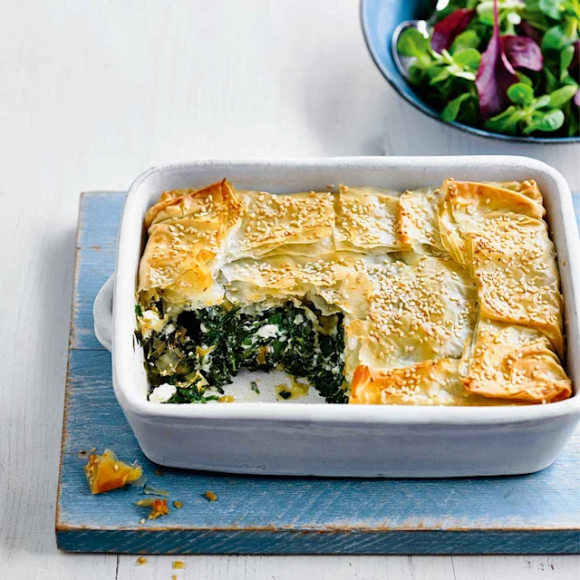 Herby Spinach and Feta Pie with Salad