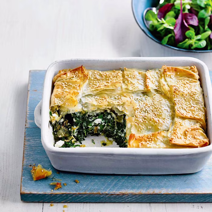 Herby Spinach and Feta Pie with Salad