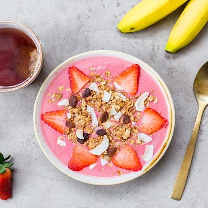 Deliciously Ella's Strawberry Smoothie Bowl with Original Granola