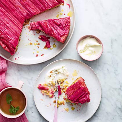 Rhubarb, Almond and Polenta Upside-Down Cake Recipe