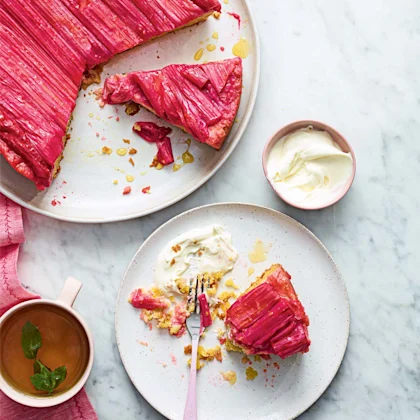 Rhubarb, Almond and Polenta Upside-Down Cake Recipe