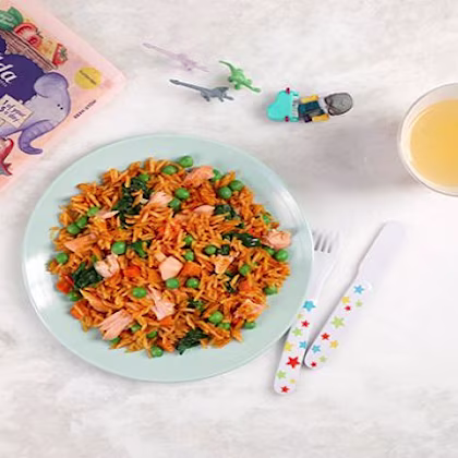 Cheesy Salmon & Pea Pilaf