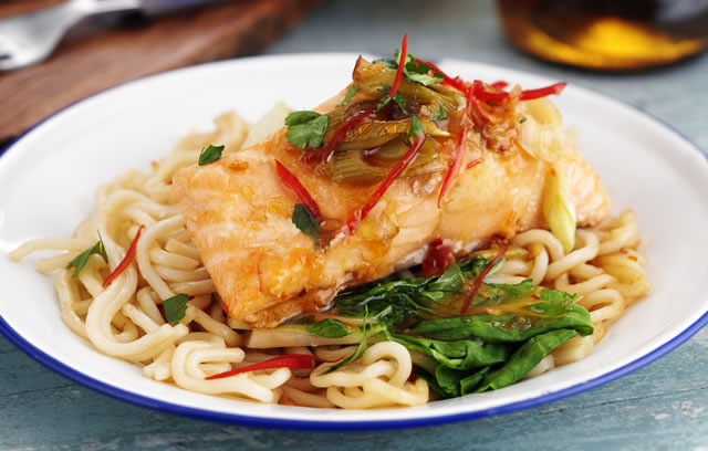 Salmon and Noodle Parcels