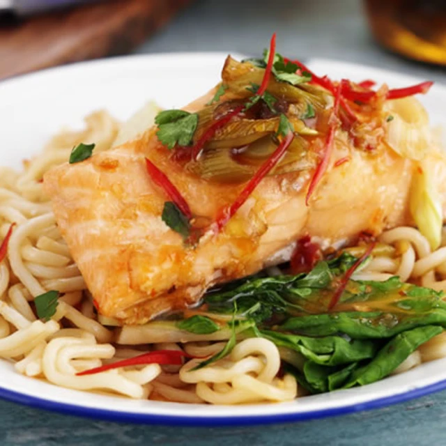 Salmon and Noodle Parcels