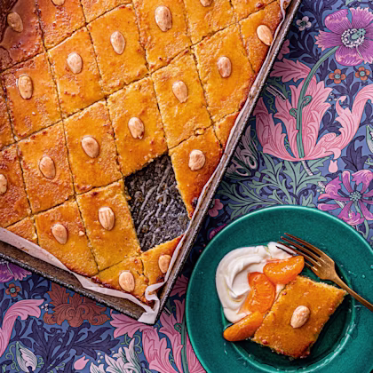 Semolina Cake with Poached Satsumas
