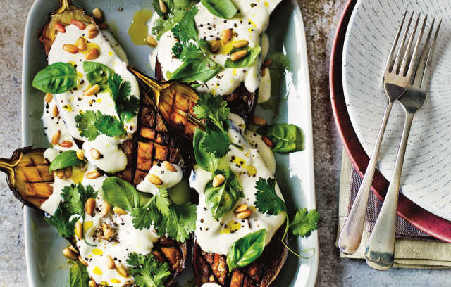 Warm and Spicy Charred Aubergine Salad