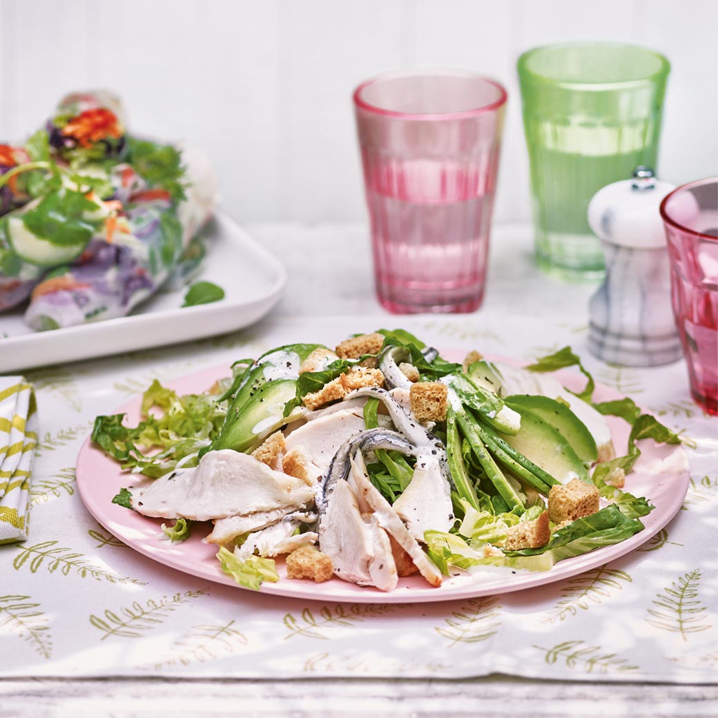 Roast chicken caesar salad