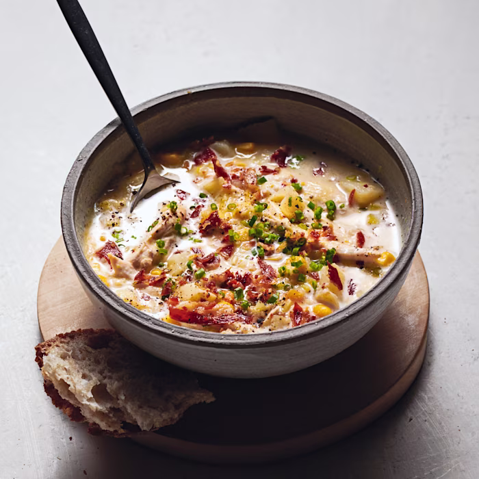 Chicken Leek Sweetcorn Chowder Bacon Bits